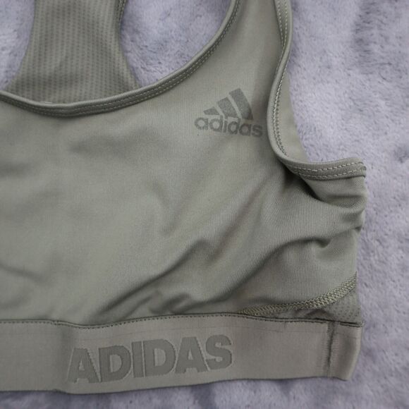 Adidas Sports Bra Womens XS Gray Scoop Neck Racerback Tech Fit Compression Top - Picture 8 of 12